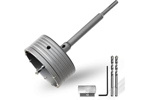 CSOOM Scie cloche à béton de 125 mm avec rallonge SDS-Plus de 220 mm, kit de scies cloches pour béton, couronne de forage creuse, 4 forets de centrage tranchants 8 x 110 mm, pointe en carbure de