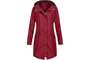 Generisch Chubasquero largo para mujer, chaqueta de lluvia larga, impermeable, cortavientos, chaqueta de entretiempo con capucha, chaqueta de lluvia ligera, transpirable, cortavientos, chaqueta para