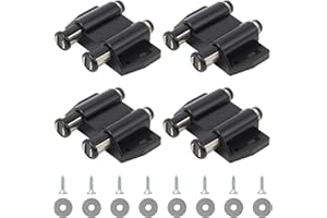 Sixfolo Push to Open Aimant 4 Pièces Loquet Magnétique à Pression Double Loquet de Porte Magnétique à Ressort Loquet Aimanté Placard en Plastique avec Vis pour Porte Armoire Tiroir (Noir)
