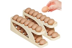 PW TOOLS Portauova Frigorifero | Porta Uova Frigo | Contenitori Frigo | Organizzatore Frigo per Uova | Portauovo A 2 Ripiani per Cucina | Cestini per Uova per 12-14 Uova