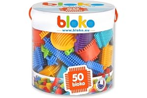 BLOKO Tube de 50 Mon Premier Jeu de Blocs de Construction – Dès 12 Mois – Facile à Manipuler – Jouet Enfant 1 an et Plus – Fabriqué en Europe – 503502