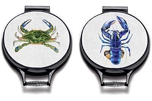 M & G MUSTARD & GRAY Coastal Hob Covers – Set of 2 | 37cm Round | Compatible with AGA, Heritage & Stanley Cookers | Heat-Resistant Pads | Chefs kitechen Accessories (Pinchy (Crab & Lobster))