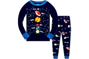 Popshion Boys Pyjamas Dinosaur Glow in the Dark Cotton Pjs Sets Toddler Long Sleeve Sleepwear 2 Piece Christmas Nightwear 2-10 Years