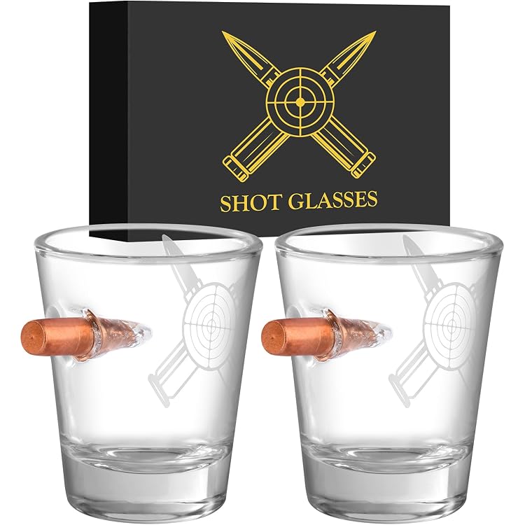 Kollea Whisky Gläser 2er Set – Mit Echter .308-Kugel, Handgeblasen | Old Fashioned Tumbler Für Whisky, Bourbon & Scotch | 300 Ml Geschenkidee Für Männer