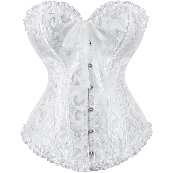Corsetto da donna in pelle nera e raso gotico steampunk costume basco overbust donna, Nero , 32 (for waist size 36-37