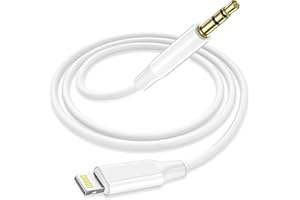 BAMKEY Aux Cable for iPhone in Car, 1.2M 3.5mm Jack Aux to Lightning Cable for Car Stereo/Headphones/Speaker Compatible with iPad/iPhone 14/13/12/11/Pro Max/X/XR/XS/8 Plus, Aux Cord Support All iOS System