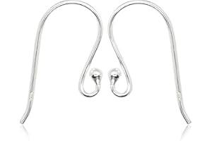 THE JEWELLERY STORE LONDON TJs 10Pcs 925 Sterling Silver Earring Hooks, Earring Hooks for Jewellery Making, Earring findings, Nickel-Free & Hypoallergenic Earring Hooks for DIY Jewelry Customize Making - 20mm