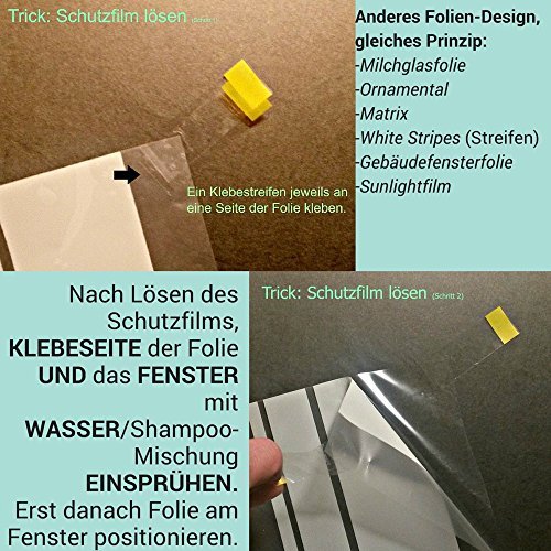 Glas- und Fensterfolie, Klebefolie Streifen, 200x75cm, PVC frei, selbstklebend - 5
