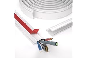 KAYLEINSTER 1m White Cable Trunking,Wire Cover for Wall, Self-Adhesive Cable Tidy, Paintable Trunking,Combinable Decorative Wire Hider,Trunking Cables to Hide 2-3 Wires for TV and Computers in Family and Office