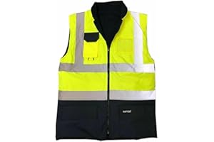 Top Demand Hi-Viz Vis High Visibility Reflective Fleece Security Work Gilet Body Warmer Zip Waistcoat Jacket