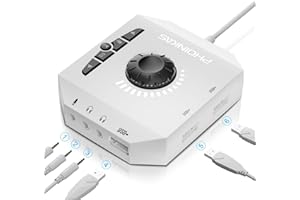 PHOINIKAS Carte Son USB Externe avec Volume Réglable, Adaptateur Audio avec Prise Casque et Microphone 3,5 mm, Concentrateurs USB pour Mac, PC, Mac, Linux, Ordinateur Portable, Plug & Play