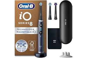 Oral-B iO Series 8 Plus Edition Brosse à dents électrique + 3 brosses à dents aimantées 6 modes de nettoyage Emballage recyclable, Noir