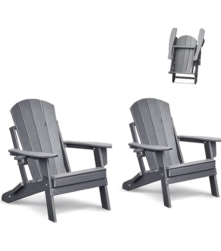 CLOUDEEP Adirondack Klappstuhl Aus HDPE-Kunststoff - Mit Beistelltisch, Wetterbeständig