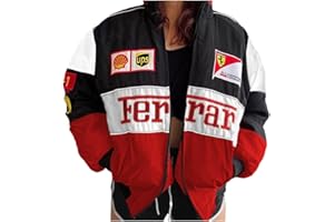 ticticlily Damen Bomberjacke College Oversized Patchwork Bedruckte Jacke 90S Vintage Racing Pailletten Reißverschluss Langarm Sweat Jacket Baseball Jacke Outwear mit Taschen Übergangsjacke