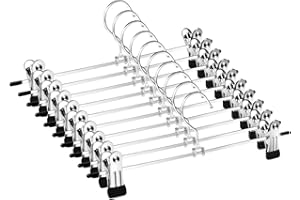 Mutsitaz 10 Stück Hosenbügel Metall, Rockbügel mit 360° Drehbar Haken,Kleiderbügel für Hosen Socken Röcke