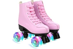 ERNAN Patins à roulettes 4 Roues,Haut Classique Patins,Rollers parallèles avec Roues Lumineuses, Roues pour Adultes, Enfants, débutants (Taille 35-43)
