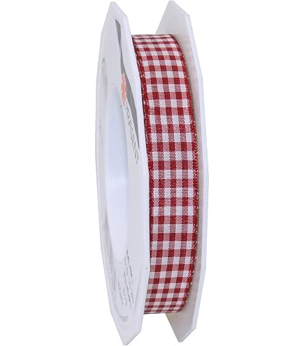 Produktbild von AVANAVA 38mm Drahtkante Karo-Juteband – 9 M Rot, Weiß