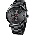CRRJU Watches for Men Luxury Business Stainless Steel Waterproof Calendar Chronograph Analog Quartz Wristwatches