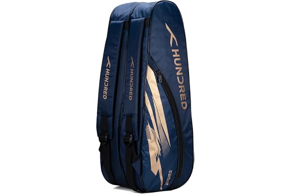 Hundred Cosmogear Badminton Kit-Bag (Navy) Double Zipper Bag with Front Zipper Pocket Polyester