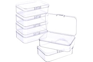 JETEC 6 Pieces Mini Plastic Clear Beads Storage Containers Box for Collecting Small Items, Beads, Jewelry, Business Cards, Game Pieces, Crafts (3.27 x 2.13 x 1.02 Inch)