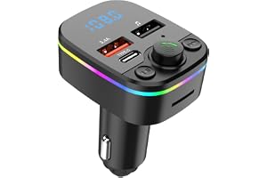 Bil Bluetooth FM-sändare PD Type-C Dual USB 3,4 A MP3 omgivande ljus handsfree- snabb färgglad modulator spelare laddare musi