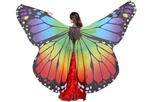 Leemiman Alas de mariposa para danza del vientre, Halloween, Navidad, fiesta, accesorios, alas con palos
