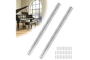 ANTHYTA 2 Pièces Charnière Piano, 38 cm Charnière à Tige pour Piano avec 24 Vis, Charnière à Piano en Métal, Charnière Longue à 16 Trous, Charnière pour Meubles, Placard, Piano, Fenêtre, Armoire