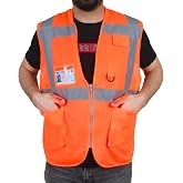 Badem10 M&uuml;hendis Tipi İkaz Yeleği Cepli Fosforlu Turuncu Standart Beden