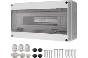 EYPINS Skrzynka rozdzielcza natynkowa, szafa sterownicza IP65, do wilgotnych pomieszczeń, mały rozdzielacz 1-rzędowy, 18 modułów, rozdzielacz natynkowy z uszczelką dookoła do ogrodu lub na zewnątrz,