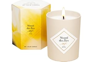 MY JOLIE CANDLE - Bougie Parfumée Monoï des Îles - Cadeau Femme Maman Ado - Cire 100% Naturelle Végétale - Parfum Français - Mèche Coton - Combustion 18h