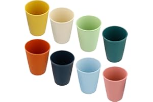FODLON 8 Pcs Vasos Plastico Duro 350ml, 8,3x10,8cm, 8 Colores Copas Plastico Apilable Reutilizables, Resistente Temperatura -20℃ a 120℃, Vasitos Aperitivos Plastico, Tazas Café Té Agua Cocina Picnic, Espesar
