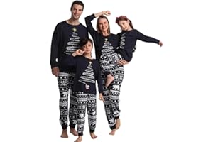 JABIDOOS Weihnachts Pyjama Familie Set - Kuschelig Schlafanzug Damen Herren Partner Baumwolle Christmas Matching Pyjama Kinder Baby Jungen Mädchen Familie Weihnachtspyjama Set Weihnachten Druck Nachtwäsche