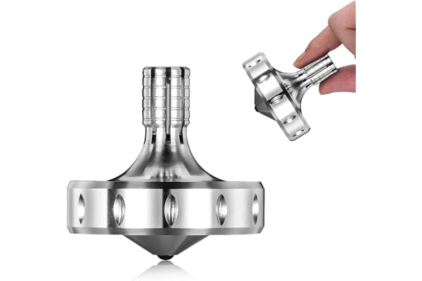 Toupie en métal de précision, Parfaitement équilibrée, Rotation Douce, Longue durée de Rotation, Facilement Plus de 10 Minutes, Jouet EDC Portable (Argenté/M)