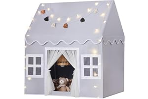 Wilwolfer Kinder Spielzelt mit Matte für Kleinkinder: Prinzessinnen Spielhaus mit Quastengirlande für Mädchen & Jungen - Großes Zelt für Indoor & Outdoor