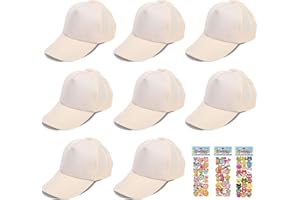 Mengger DIY Kappe für Kinder - 8 Stück Graffiti Baseballcap zum Bemalen Mit Aufklebern - Sport Baseballmütze (Khaki)