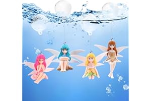 Koonafy 4 Pièces Décorations D'aquariums Sirènes avec Boule Flottante Sirène Statue Aquarium Miniature Figurine Sirène pour Fish Tank Fée Jardin Aménagement Paysager Ornements (Sirènes)