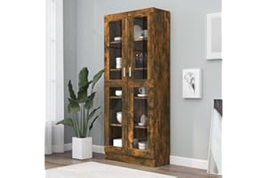 Willood Vitrinenschrank Bücherschrank Aktenschrank Büroschrank Vitrine Schrank Bücherregal Sideboard Räuchereiche 82,5x30,5x185,5 cm Holzwerkstoff