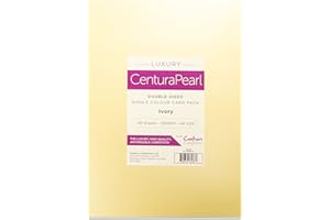 Crafters Companion Crafter's Companion Lusso Centura Carta Avorio Perlato A4 Bianca Confezione da 40, Cartoncino, White, 29.8 x 21.1 x 1.8 cm