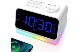 AFEXOA Bedside Alarm Clock Radio with Night Light, Dual Alarm, 0-100% Dimmer, Sleep Timer, Snooze, 2 USB Charging Ports, Digital Alarm Clock with FM Radio, Loud Alarm Clock for Heavy Sleepers