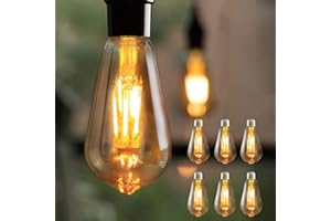 GBLY 6x Lampadina LED Edison E27 Lampadina a incandescenza vintage Lampadina bianca calda Lampadina decorativa 4W Lampade a filamento ST64 Lampadina antica in casa Cafe Bar Ristorante, non dimmerabile