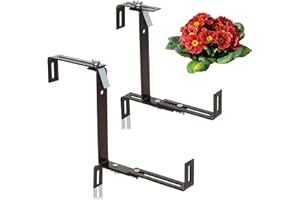 com-four® 2X Premium Blumenkastenhalter für Balkon-Brüstungen und Geländer - Flexible Befestigung aus rostfreiem Edelstahl für Pflanzkästen - 2-Fach verstellbar - kein Bohren (2X braun)