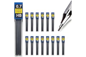 QOMJUFA Mina de lápiz de 0,7 mm, 15 cajas de 180 lápices de 0,5 mm, mina irrompible, escritura suave y clara