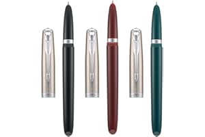 LANXIVI 3 Jinhao 86 Set di penne stilografiche (resina nera, rosso vino e verde) Pennino extra fine con convertitore d'inchiostro ricaricabile
