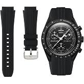 Omega x Swatch MoonSwatch i&ccedil;in &Ouml;rg&uuml; Kavisli U&ccedil;lu Kau&ccedil;uk Saat Kayışları - Eğri Boşluk Yok Hızlı &Ccedil;ıkarma Yedek Silikon Bantlar 