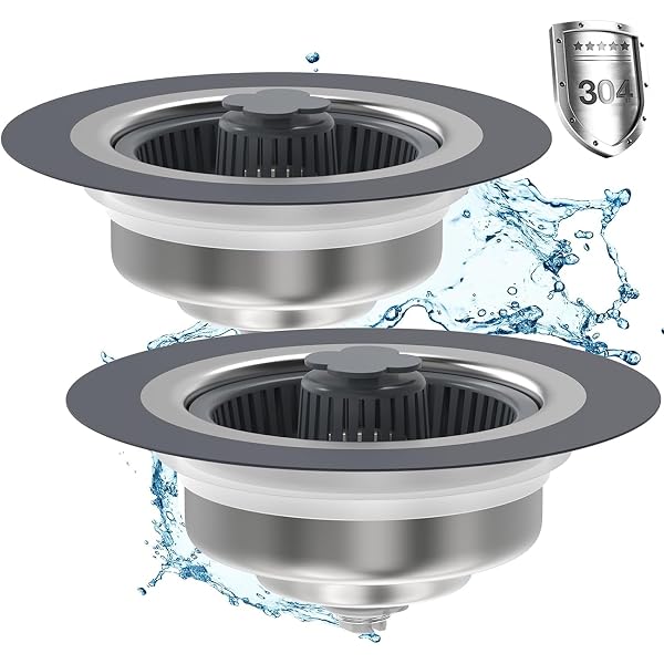 thumbnail image 2 of Upgraded 3 In 1 Kitchen Sink Drain Strainer Stopper, Brushed Stainless Steel SUS 304 Pop Up Sink Drain Stopper For Standard 3-1/2 Inch Drain Anti-Clogging Odor Prevention 2 of 13