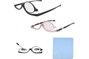 KARELLS Lunettes Maquillage, Lunettes de Lecture et de Maquillage Avec Verre Rotatif Loupe pour Femme, Lunettes de Maquillage Rotatives Lunettes Loupes, pour Lunettes Pliantes Cosmétiques, +3.5