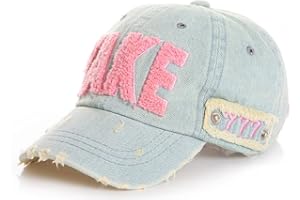 Roffatide Lettres de Satin Distressed Casquette de Baseball Garçons Filles Chapeau de Soleil Réglable Chapeau d'été