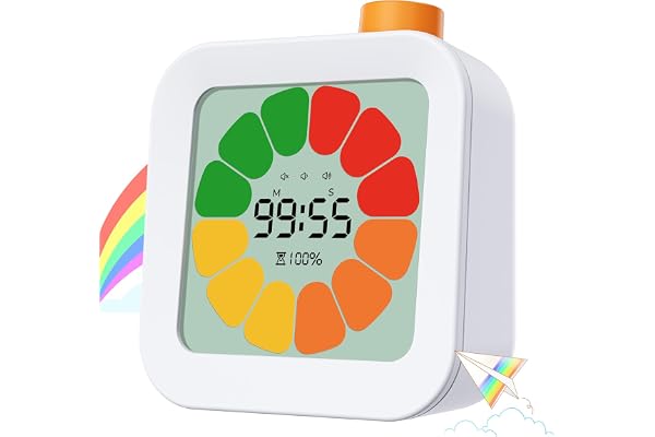 EooCoo Minuteur Visuel Timer Enfant, Compte à Rebours de 99 Minutes, Minuterie de Productivité avec Alarme Forte et Silencieuse, Sélecteur Min/Sec, Outil Éducatif pour Cuisine, Salle de Classe, TDAH