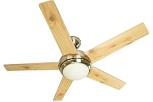 AIRERYDER Deckenventilator mit Licht und Fernbedienung Fresco 112 cm, Gehäuse Nickel gebürstet, Wendeflügel in Kiefer und Silber