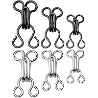 Siming 50 Set BH-Haken-Ösen-Verschluss,Unterwäsche Haken und Augen Schließe, 3 Größen (silber/schwarz)